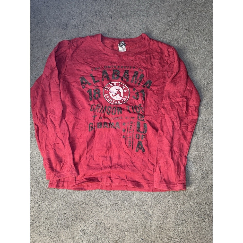 Alabama Crimson Tide Long Sleeve Shirt Mens Medium Red Distressed NCAA